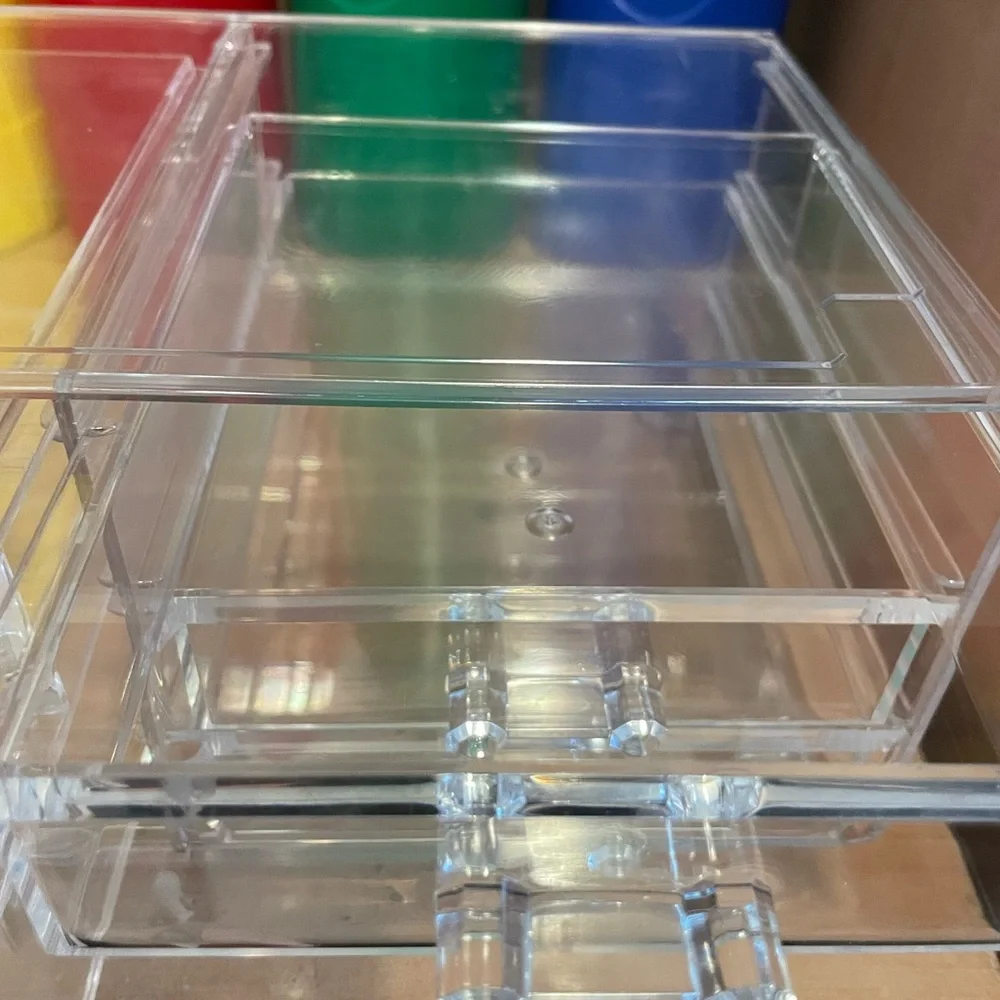 Clear Acrylic Makeup & Desk Organizer - Transparent Home Storage Set of 2